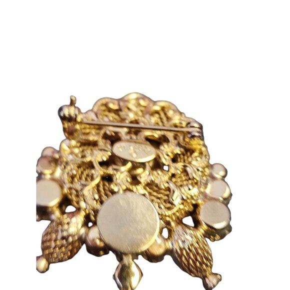 Vintage St. Labre Rhinestone and Mesh Brooch (A5713) - Picture 4 of 5